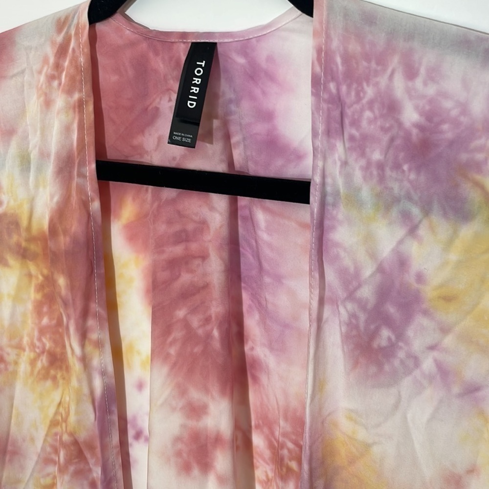 Torrid one size PINK TIE DYE LONGLINE RUANA - Picture 7 of 10